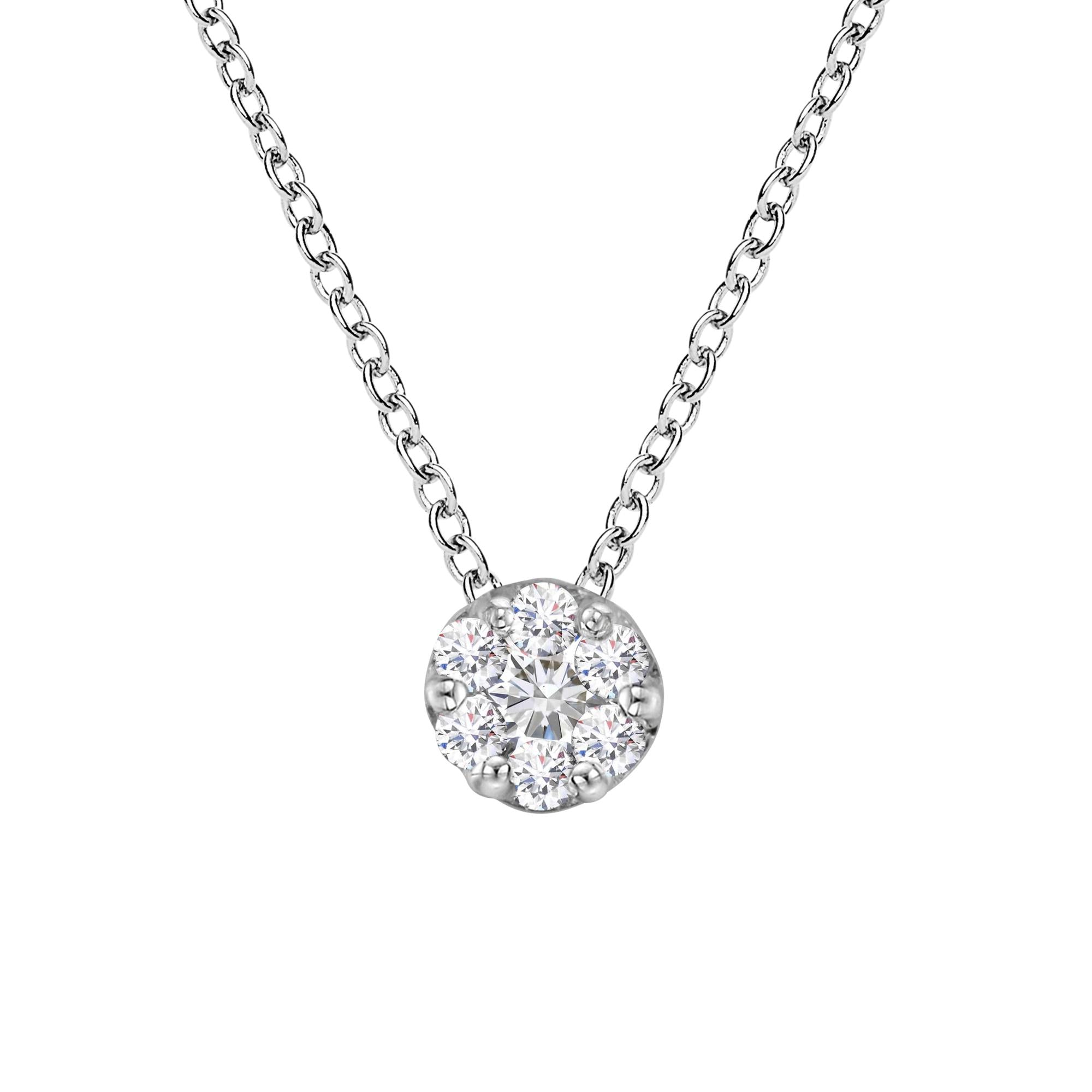 14K White Gold 1/4 Cttw Shared Prong Set Round-Ct Diamond 7 Stone