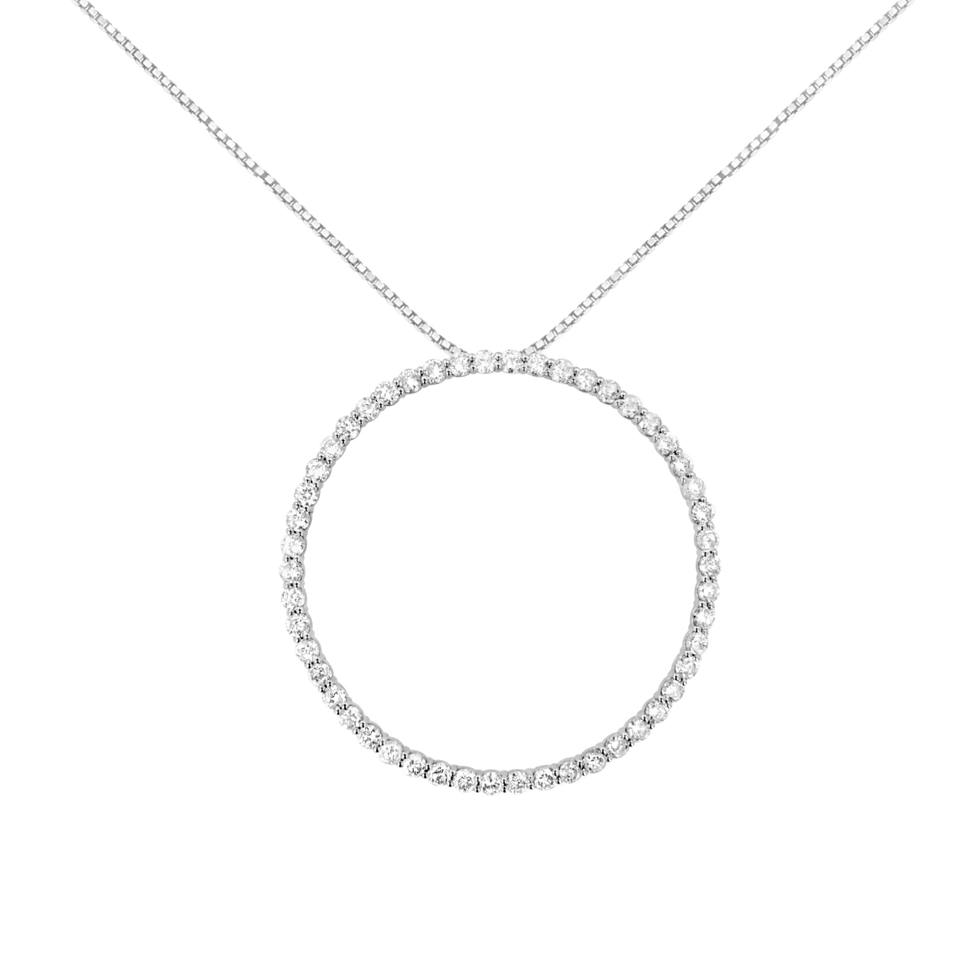 .925 Sterling Silver 4 cttw Prong Set, Round-Cut Diamond Open Circle