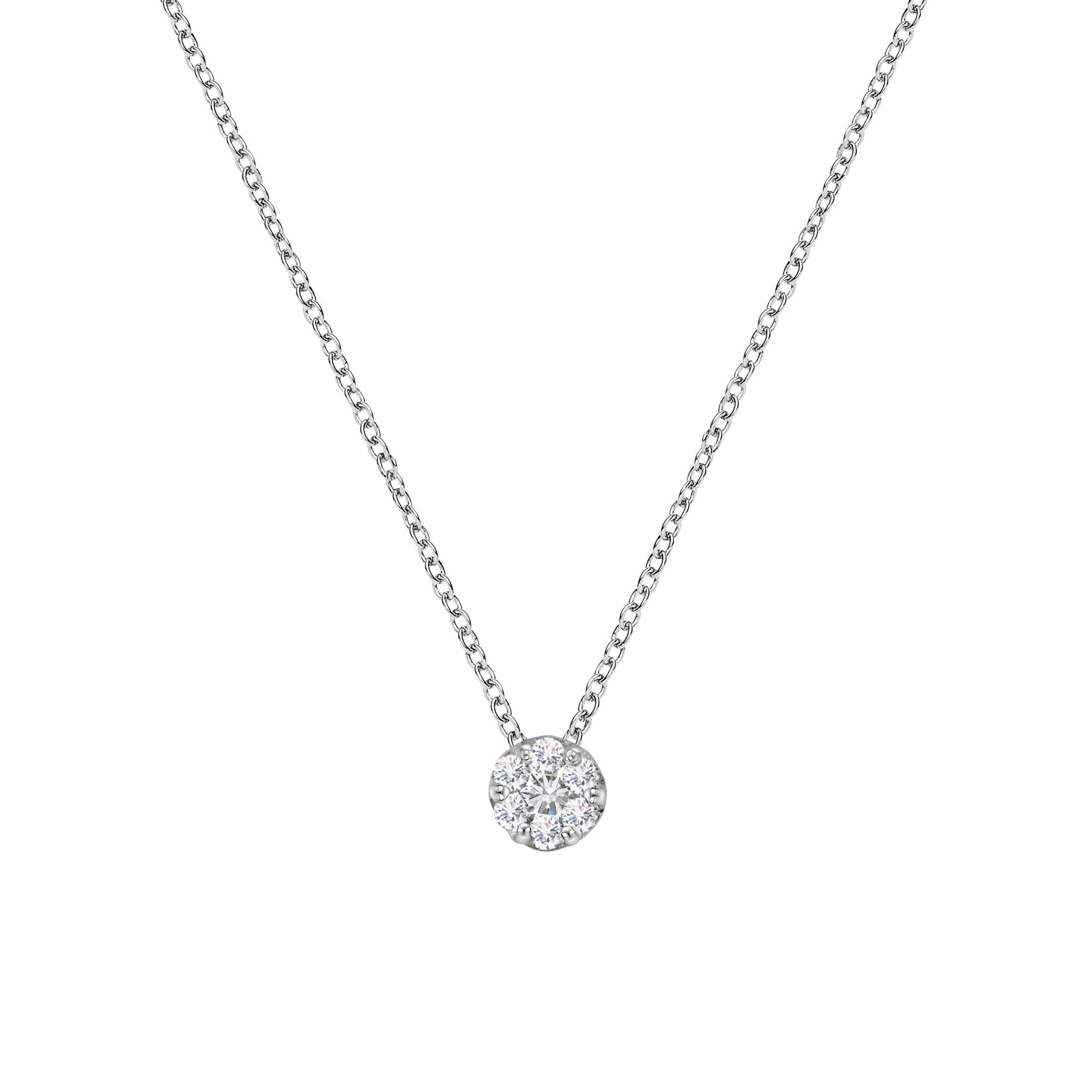 14K White Gold 1/4 Cttw Shared Prong Set Round-Ct Diamond 7 Stone