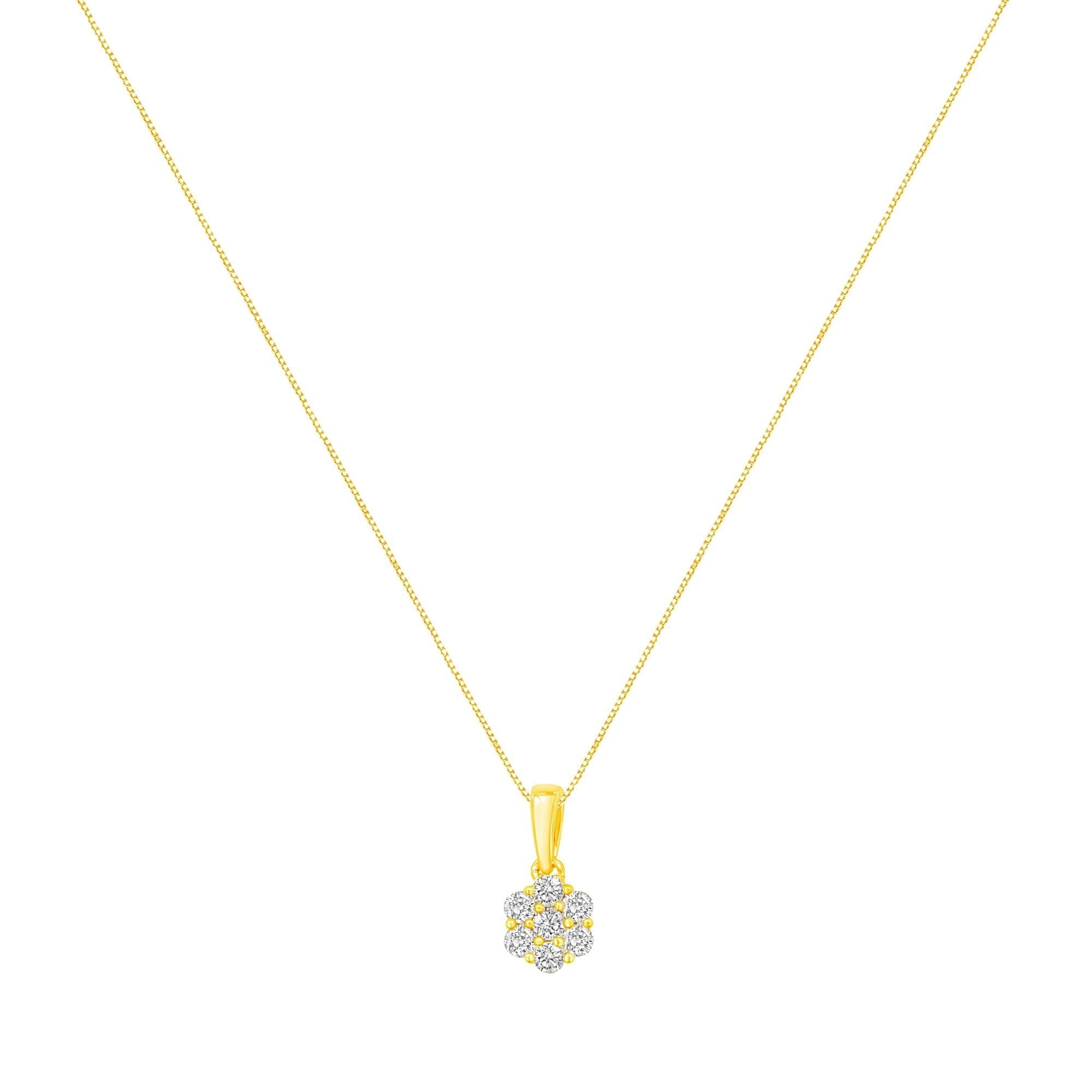 14K Yellow Gold 1/2 Cttw Prong Set, Round-Cut 7 Stone Diamond Flower