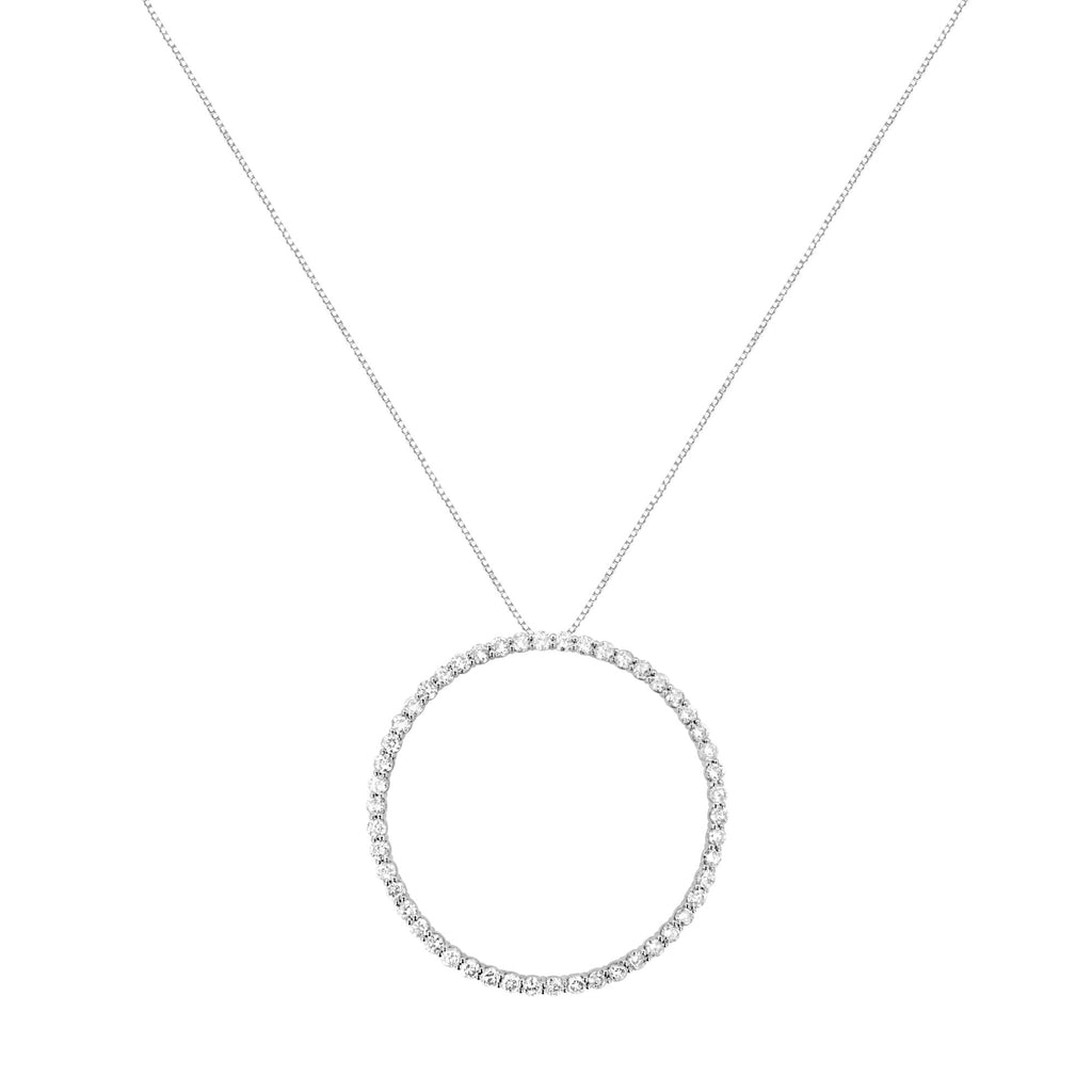 .925 Sterling Silver 4 cttw Prong Set, Round-Cut Diamond Open Circle