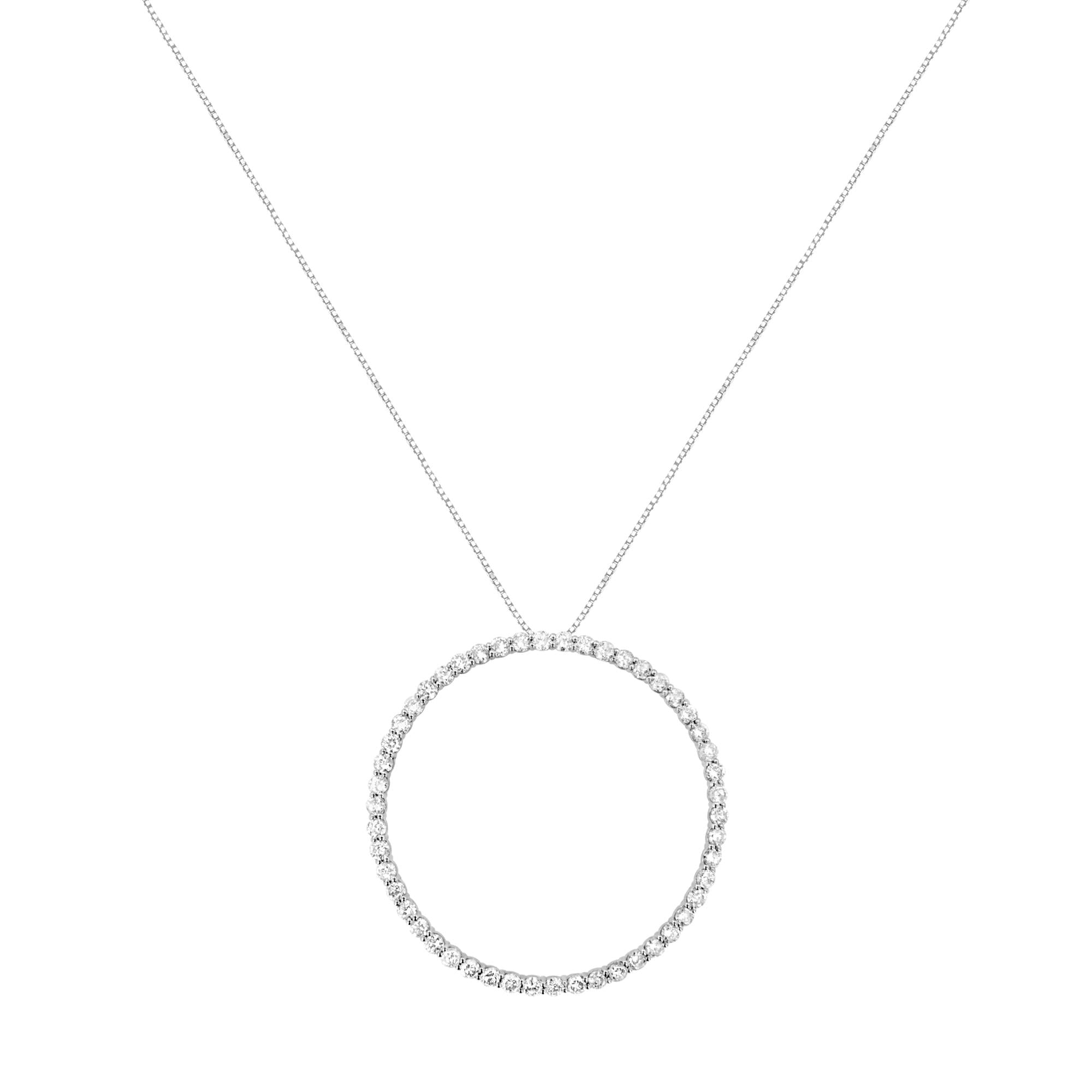 .925 Sterling Silver 4 cttw Prong Set, Round-Cut Diamond Open Circle