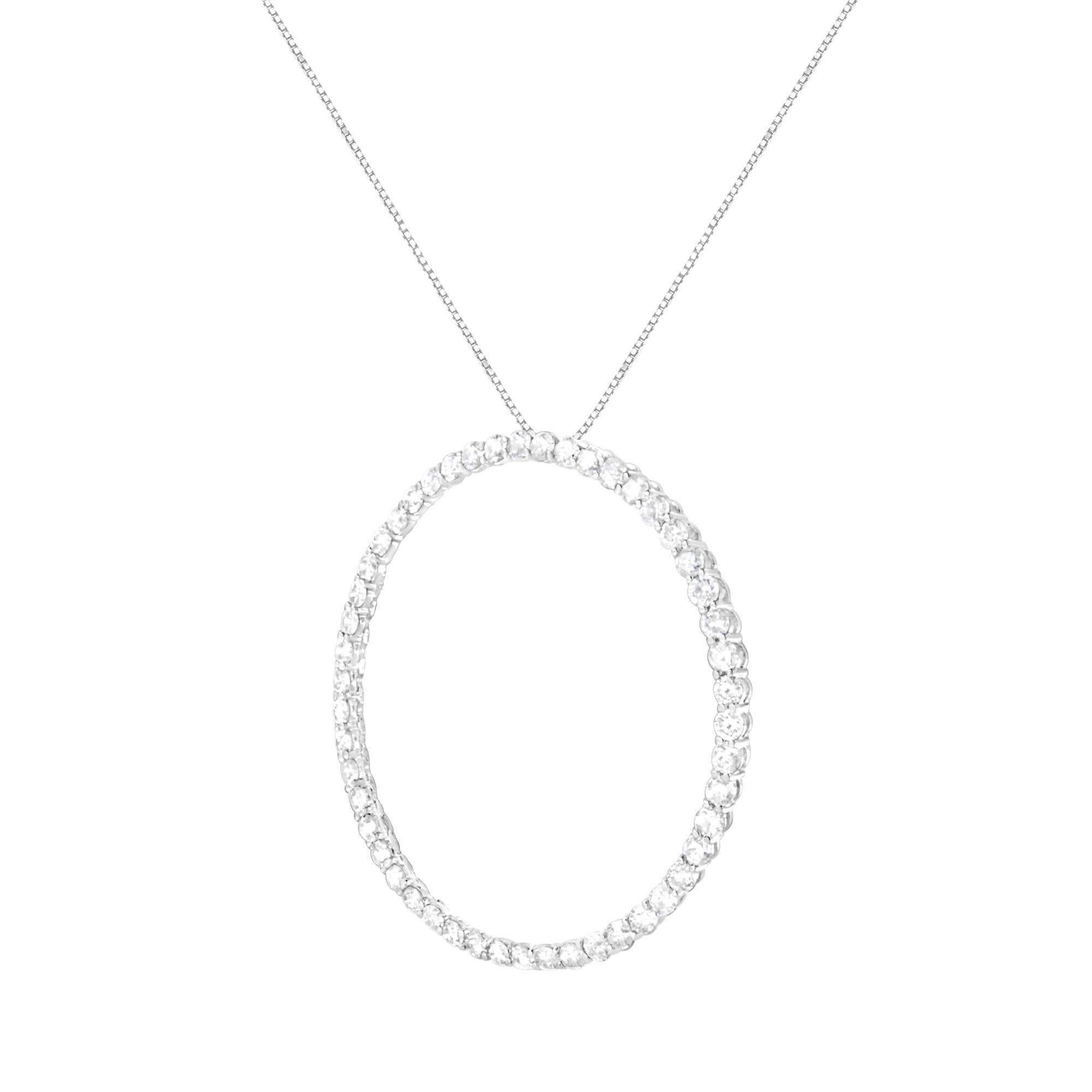 .925 Sterling Silver 4 cttw Prong Set, Round-Cut Diamond Open Circle