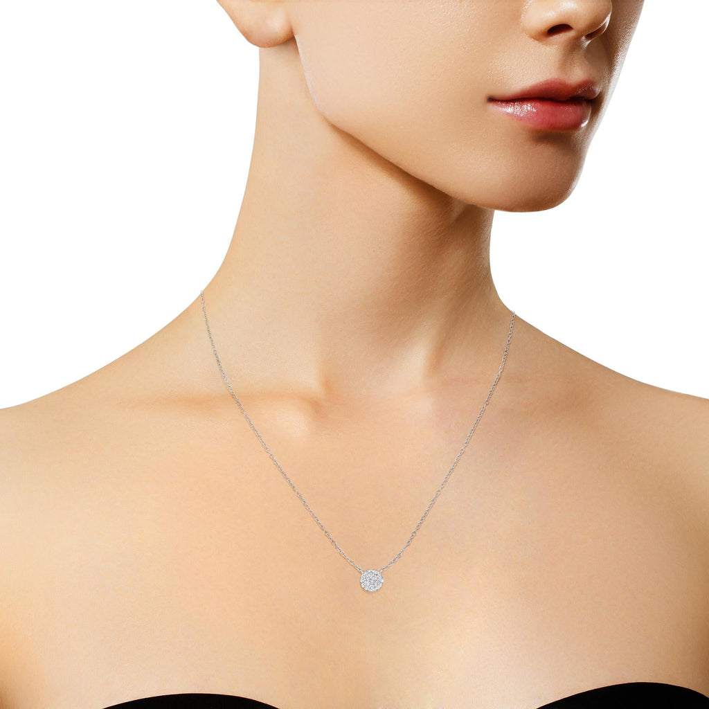14K White Gold 1/4 Cttw Shared Prong Set Round-Ct Diamond 7 Stone